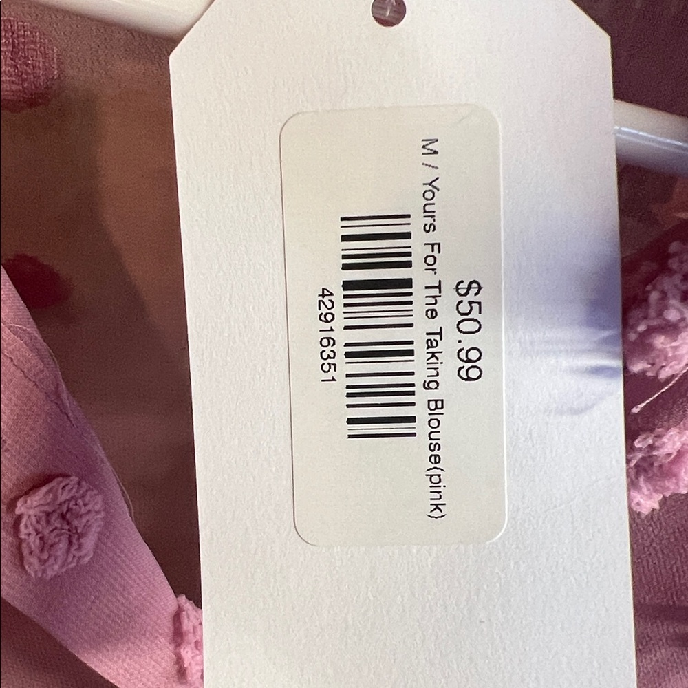 Pink Textured Button-Up Blouse - Picture 3 of 5
